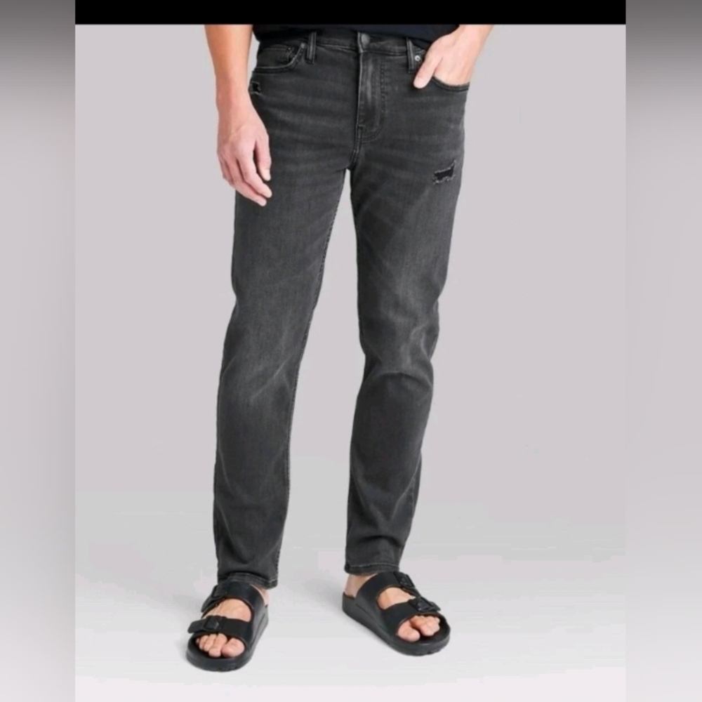 Original Use Men Slim Fit Taper Stretch Jeans Gray Size 40x30